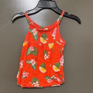 Carter's Orange Tank Top with Floral and Fruit Design